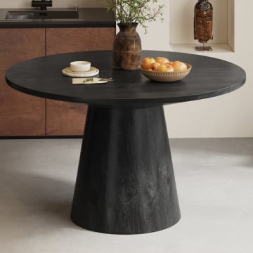Ronde eettafel Tommy 130 cm - zwart magnoliahout
