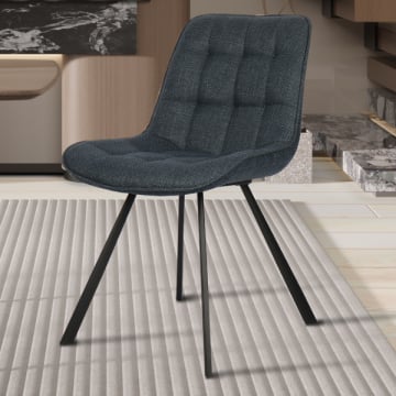 Ariba Donkerblauwe stoffen stoel met metalen poten | 80 x 51 x 61 cm