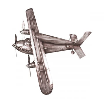 Kapstok vliegtuig - 55x9x54 cm - Zilver/metaal 