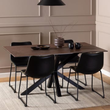 Rechthoekige eettafel Hennie - keramisch blad - roestbruin
