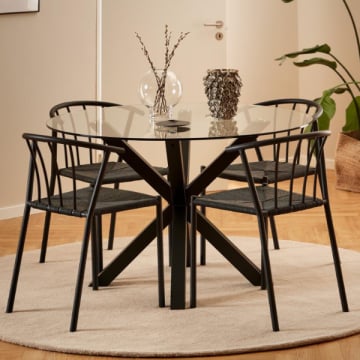 Ronde eettafel Hennie - Ø119cm - glazen tafelblad