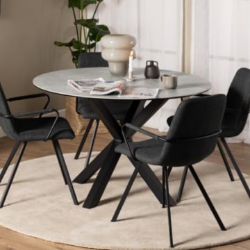 Ronde eettafel Hennie - Ø119x75,5 cm - keramisch blad - grijs