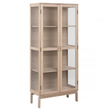 Vitrinekast Linley 80x40x180cm met twee deuren - wit eikfineer