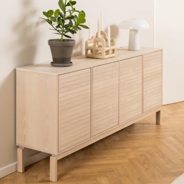 Dressoir Linley 180x40x80cm met vier deuren - wit eikfineer