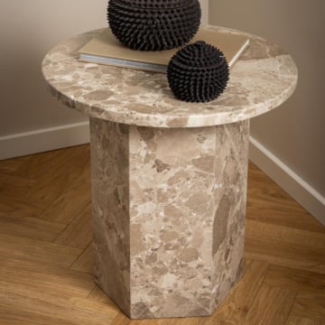 Bijzettafel Naxos Ø50x50 cm - bruin marmer