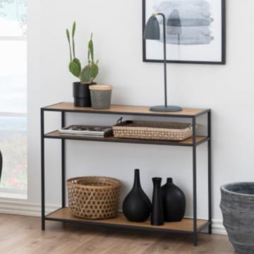 Consoletafel Dover 100x35x79cm - wilde eik/zwart