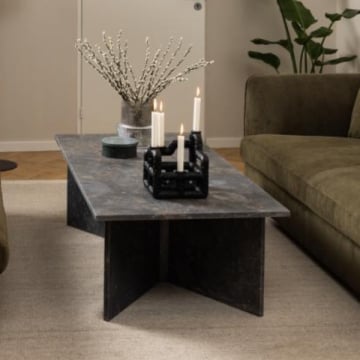 Salontafel Vega - 140x70x42cm - donkerbruin marmer