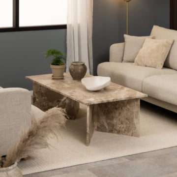 Salontafel Vega - 140x70x42 cm - bruin marmer