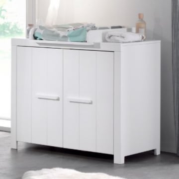 Commode Erik met 2 deuren met luierplank - wit