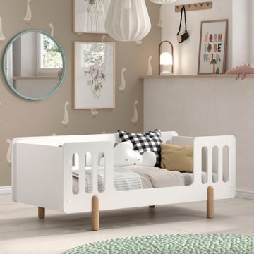 Peuterbed Smile 70x140cm - wit/dennenhout