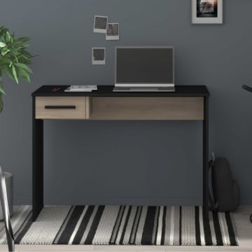 Bureau Sil 100x50x73cm met opberglade - eikdecor/zwart