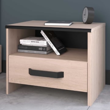 Nachtkastje Alma met opberglade - eikdecor/zwart