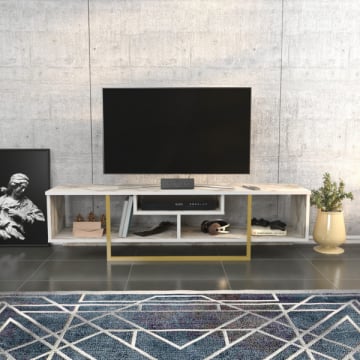 Tv-meubel Tierney - 35x150x40 cm - MDF/marmer