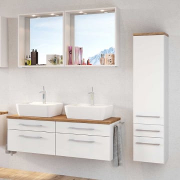 Badkamer Dasa: 2xs spiegel, wastafelmeubel, kolomkast - wit