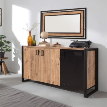 Saffier Console | Melamine coating | Metalen frame | Atlantic Pine Zwart