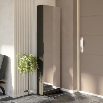 Schoenenkast Zayah - 50x20x180,50 cm - met spiegel - zwart