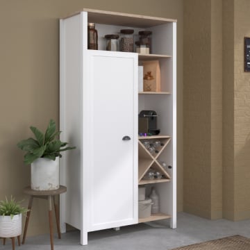 Buffetkast Cotilion 94x43x185cm - wit/eikdecor