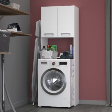Wasmachinekast Unya 64x37x185cm - wit