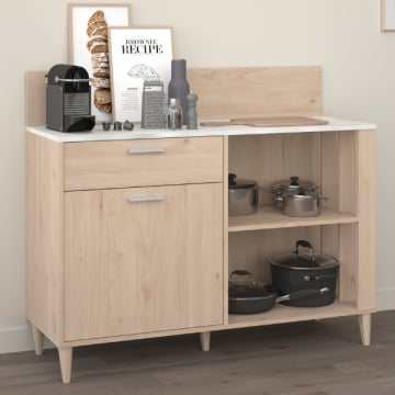 Keukenkast Galatee met 1 deur & 1 lade - eikdecor/wit