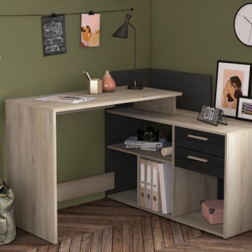Bureau Optima - 108,50x120,80x87,10 cm - Bruin/eikenhout