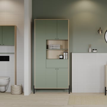 Badkamerkast Elisa - 32,90x83,60x201,50 cm - Mintgroen/spaanplaat