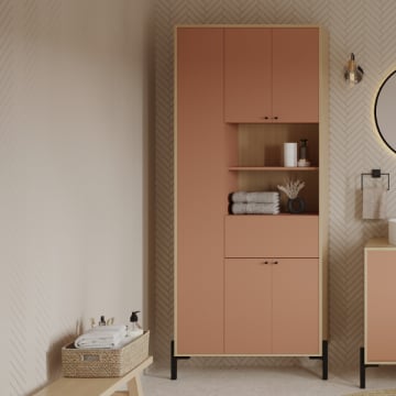 Badkamerkast Elisa - 32,90x83,60x20,50 cm - Kameelbruin/spaanplaat