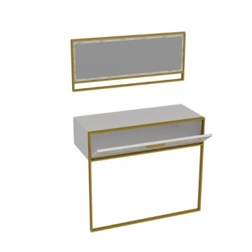 Elegant Gezellig Dressoir | 100% Melamine | Metalen Poten | Marmerpatroon | Goudwit