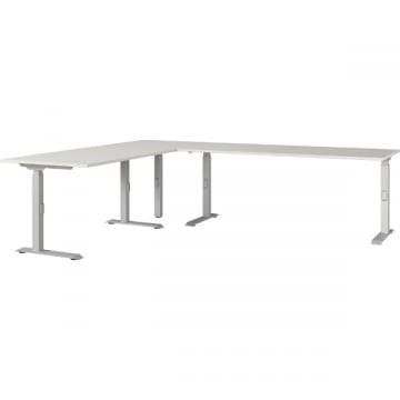 Hoekbureau Cornel - 260x220x91cm - verstelbaar - lichtgrijs