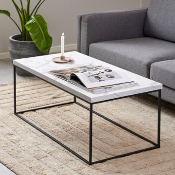 Salontafel Barossa - 110x55x45cm - wit marmer