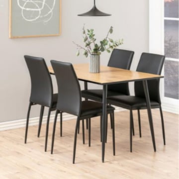 Eettafel Wilma 120x80x75 cm - eik/zwart