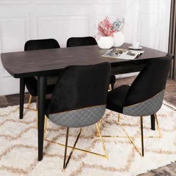 Vella Eettafel | Melamine Gecoat | Plastic Poten | 130 30x79x80 cm | 50 kg | Zwart