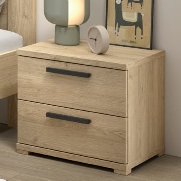 Nachtkastje Sammie - 50x39x47cm - met twee lades - eikdecor