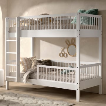 Stapelbed Forrest 90x200cm met bedhekje - wit beukenhout 