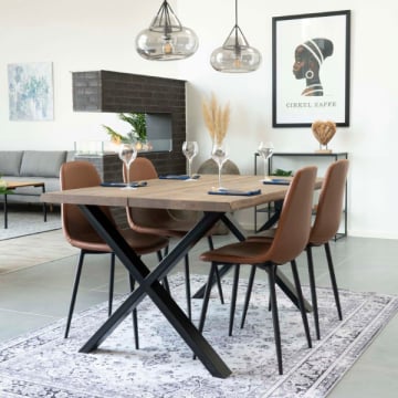 Eikenhouten eettafel naturel met golvende rand - 95x140 cm