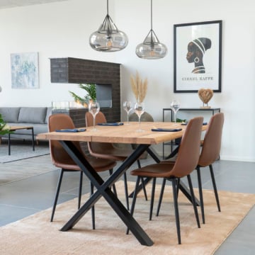 Eikenhouten eettafel naturel met golvende rand