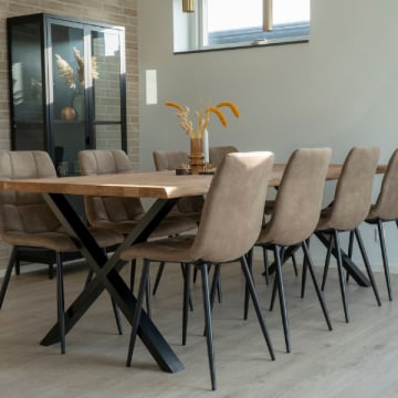 Eiken natuur Toulon eettafel met golvende rand