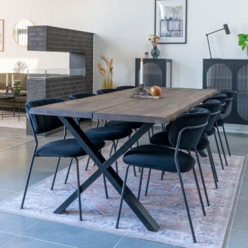 Eikenhouten eettafel naturel met golvende rand | 95x240x75 cm
