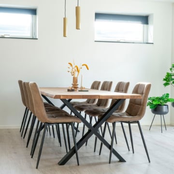 Eiken natuur Toulon eettafel met golvende rand