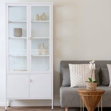 Witte Brisbane vitrinekast, 4 deuren.