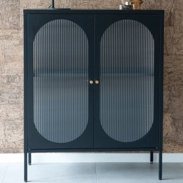Adelaide zwarte vitrinekast 90x35x110 cm