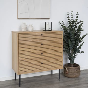 Kyoto eiken kast met zwarte metalen poten - 80x40x85 cm