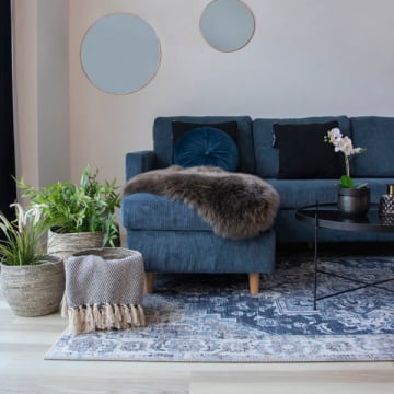 Havana Blauw Chenille Polyester Vloerkleed 200x300 cm