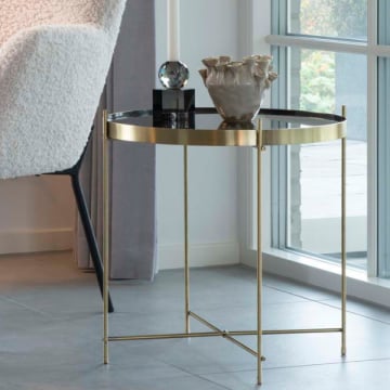 Venezia Messing Salontafel met Glazen Bovenblad