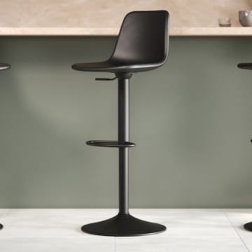 Verstelbare barkruk Tommy - 58-80cm zithoogte - zwart kunstleer