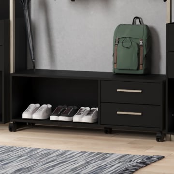 Schoenenkast Mono - 2 lades - zwart/eikdecor