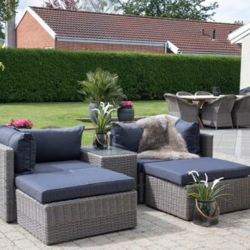 Loungeset Rossi - polyrattan - grijs