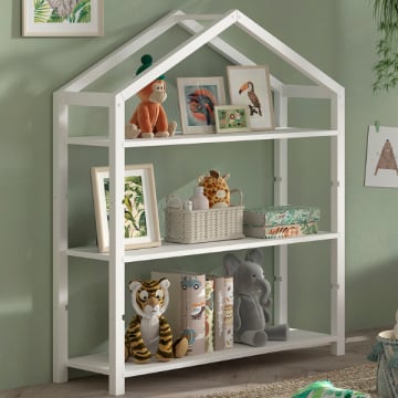Boekenrek Dallas - 111x40x141cm - massief dennenhout - wit