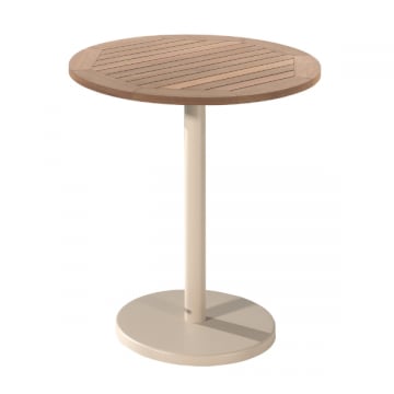 Tuintafel Cardiff - Ø70x75cm - aluminium - beige/teakhout