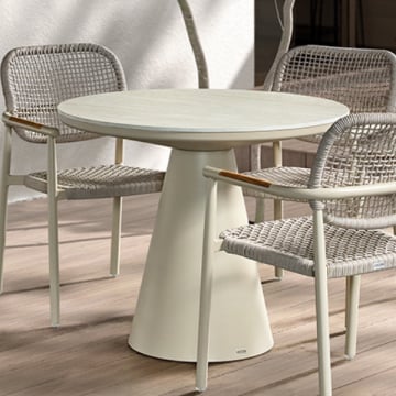 Tuintafel Newcastle - Ø90x75cm - aluminium - beige/travertijn