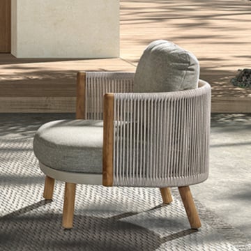 Fauteuil voor buiten Mendoza - 83x80x90cm - beige/teakhout